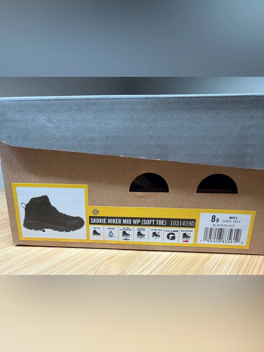 KEEN Men's Skokie Soft Toe Black Waterproof Utlity Mid Hiking Work Boots Size 8D